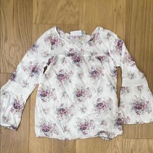 Place Pink and White Floral Blouse with Floral Design